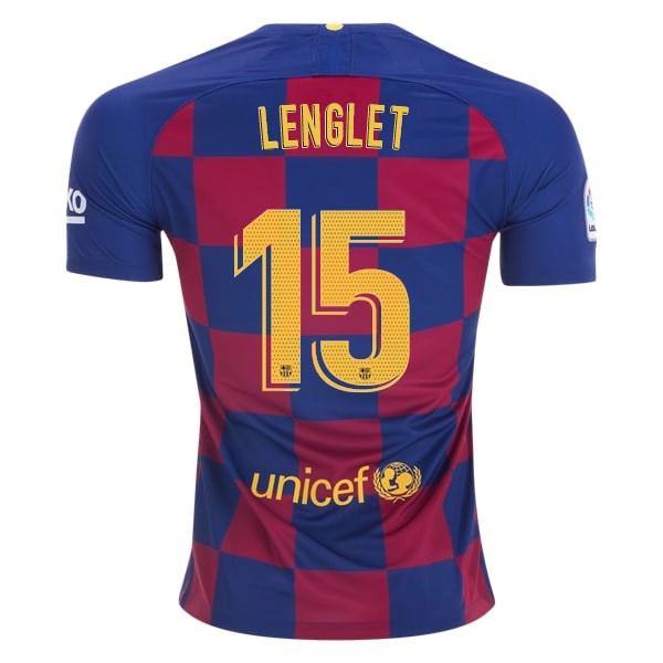 Maillot Football Barcelone NO.15 Lenglet Domicile 2019-20 Bleu Rouge
